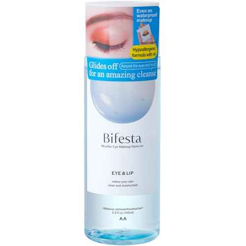 Bifesta Eye & Lip Micellar Makeup Remover 4.9 fl oz (145ml) ? Dual-Phase Waterproof Makeup Remover, Non-Greasy, Fragrance-Free by MANDOM, Made in Japan