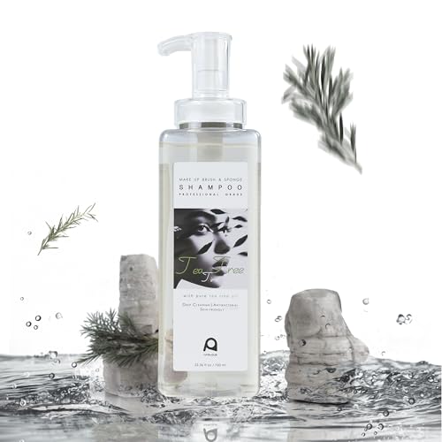 Makeup Brush Cleaner, Tea Tree Oil, Shampoo for Sponges & Puffs, Deep Cleaning, Antibacterial, Conditions Bristles, Gentle, Vegan & Cruelty-Free, Large Value Size, 25.36 fl oz