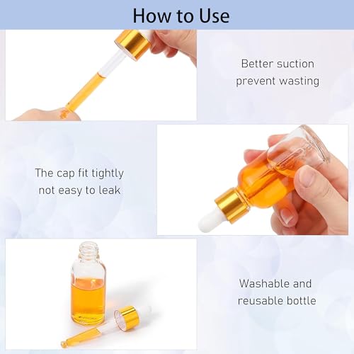 110 Pcs 1 Oz Glass Dropper Bottles with Golden Caps