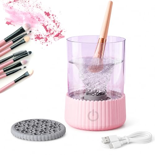 Electric Makeup Brush Cleaner with Silicone Pad - Portable, USB