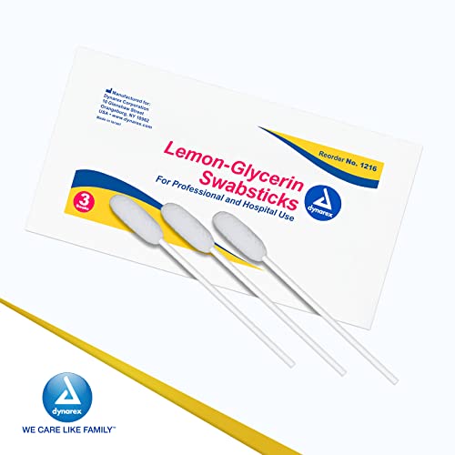 Dynarex Lemon Glycerin Swabsticks - Dry Mouth Relief Oral Swabs (Box of 75)