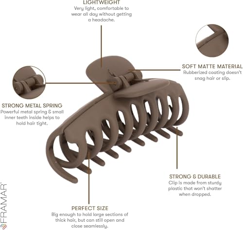 FRAMAR Extra Large Claw Clips for Thick Hair | Matte Finish