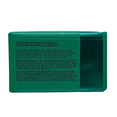 C.O. Bigelow Mentha Exfoliating Bar Soap, No. 1413, 7 oz, Exfoliating Body Scrub Soap with Peppermint Oil & Walnut Powder to Gently Cleanse and Smooth Dry, Rough Skin, Pack of 2