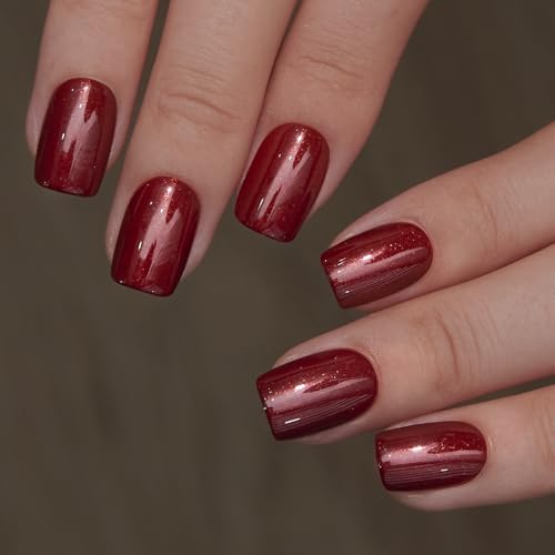 CurvLife Soft Gel Press On Nails French Tip Grayish Red