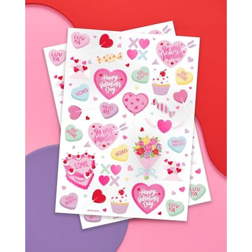 xo, Fetti Valentine's Day Temporary Tattoos - 54 Hot Pink Foil Styles | V-Day Party Decoration, Galentines, Party Favor, Be Mine, Candy Heart, Vday Supplies, XOXOs