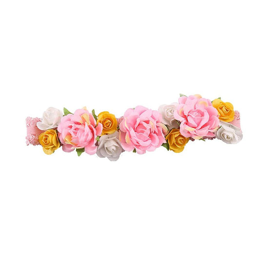 Kewl Fashion Baby Girl's Lovely Colorful Rose Flowers Headband for Birthday Party Travel Holiday Photography Hair Accessories (Pink)