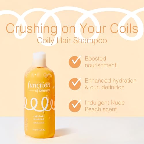Function of Beauty Coily Hair Shampoo - Sulfate-Free Shampoo for Bouncy Coils - Anti-Frizz, Curl Defining & Nourishing with Flaxseed oil - Dry & Dull Hair Care Products