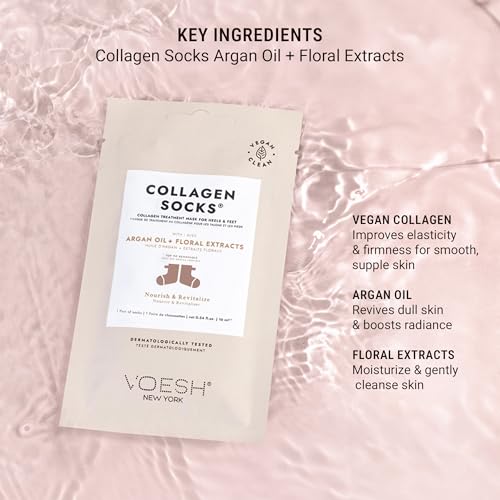 VOESH Vegan Collagen Socks - Moisturizing Foot Mask for Dry Cracked Feet