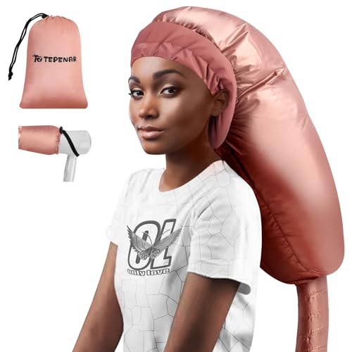 TEPENAR Extra Large Rose Gold Hair Dryer Bonnet Attachment for Fast & Even Drying