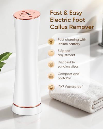 Incamity Electric Callus Remover with Foot Cream & 3 Speeds