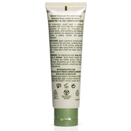 Principal Secret reclaim BOTANICAL Anti-Aging Skincare Green Myrtle Exfoliating Face Clay Mask with Minerals, Botanicals, Antioxidants, Peptides, Women and Men 1.7oz