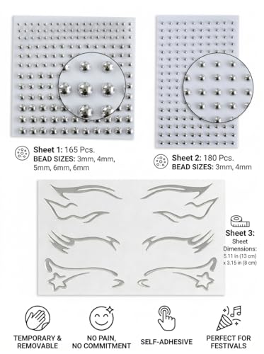 3 Pack Cyberpunk Face Stickers with Fake Piercing Decals