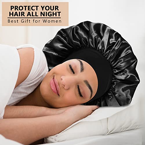 Extra Large Satin Sleep Bonnet for Curly Hair, Braids & Locs (3-Pack)