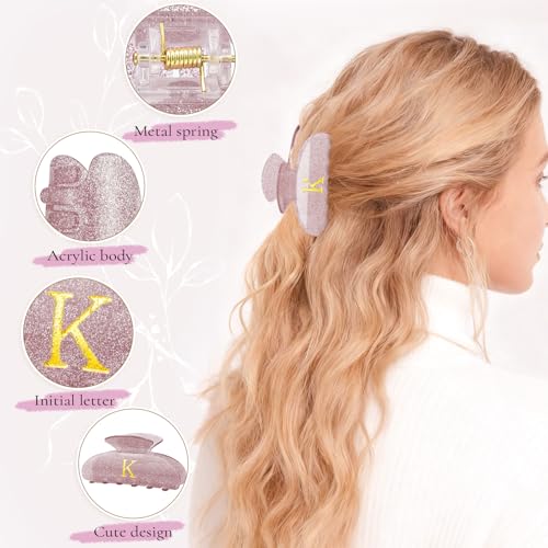 Personalized Initial Hair Clip - Glitter Acrylic Claw for Women & Teens