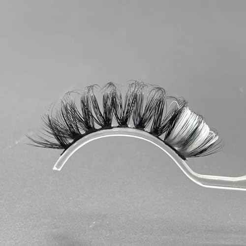 1 Pair Lashes Strip with White for Festivals, 3D Russian Curl False Eyelashes Color Decal, Black Lash Strip with Gray Sparkly, Cruelty-Free Faux Mink 16 MM for Women Makeup(White)