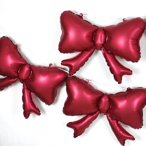 Red Bow Balloons 18x14 - 6 Pack Metallic Foil Party Decor