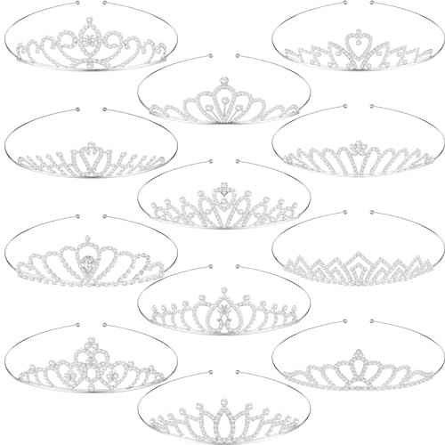 Hicarer 12 Pcs Tiaras for Girls Crystal Tiara Princess Crown for Kids Wedding Birthday