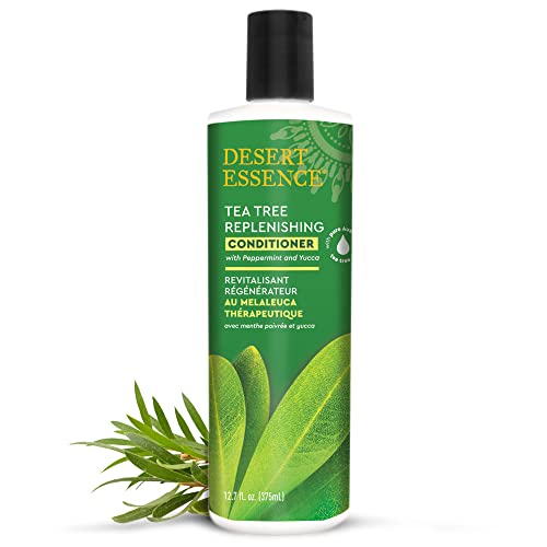 Desert Essence Conditioner for Hair - Tea Tree & Eucalyptus Oil for Scalp Treatment - Reduces Hair Breakage & Flaking - Peppermint - Murumuru Butter - 12.7 Fl Ounce