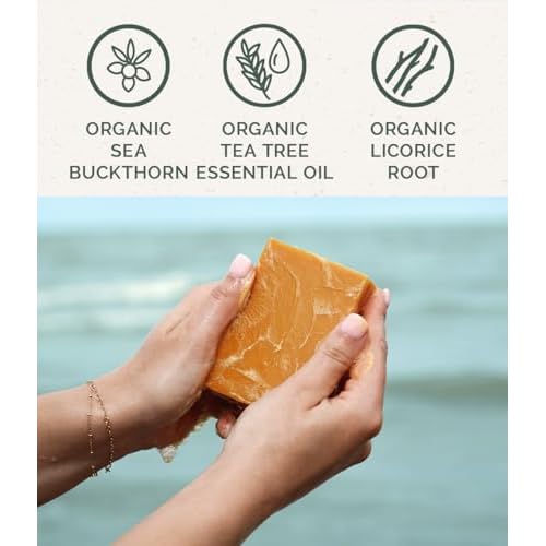Chagrin Valley Natural Soap Bar - Sea Buckthorn, Organic Tea Tree Oil & Green Tea - Good for Sensitive and Irritated Skin - Large 5.6 oz Face & Bath Soap