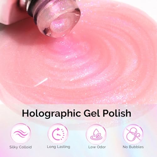 MelodySusie Pink Holographic Gel Nail Polish - 0.5oz UV/LED