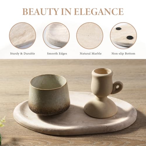 Koville Travertine Yellow Cloud-Shaped Marble Vanity Tray - 10x7 inch Home Decor & Organizer