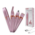Scienbeauty Nose Ear Hair Trimmer Facial & Eyebrow Hair Remover for Women, 3 in 1 USB Rechargeable Painless Hair Removal Kit with 3 Replaceable Rinseable Grooming Heads
