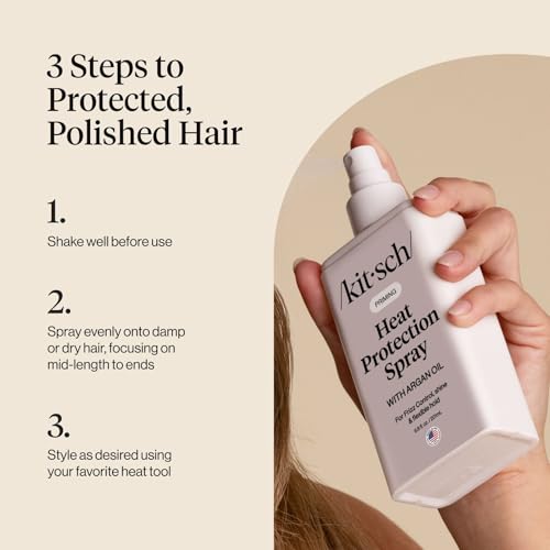 Kitsch Heat Protectant Spray with Argan Oil - 450°F Protection (6.8 oz)