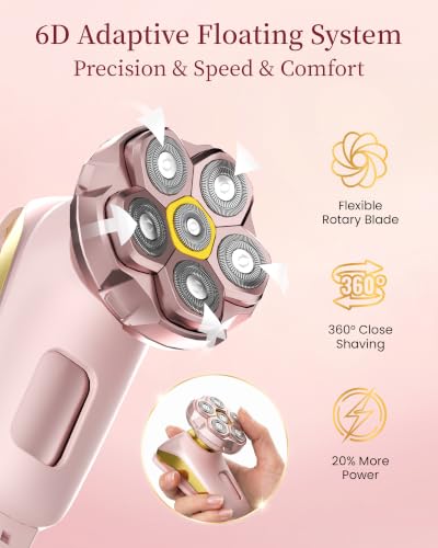 Women’s 2-in-1 Electric Razor for Legs & Body, Painless 6D Shaver with Trimmer