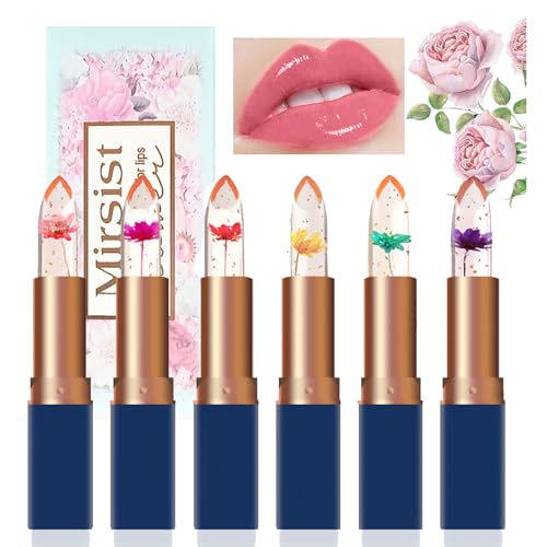 6Pcs Color-Changing Jelly Flower Lipstick with Aloe Vera