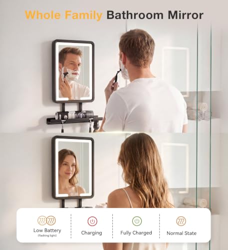 Electric Heated Shower Mirror with LED Light - Fogless Shaving