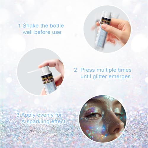 LemonSac Rainbow Glitter Spray for Body & Hair, Shimmering Sparkle Makeup, 10g, Festival & Prom Accessories - Glint-Rainbow