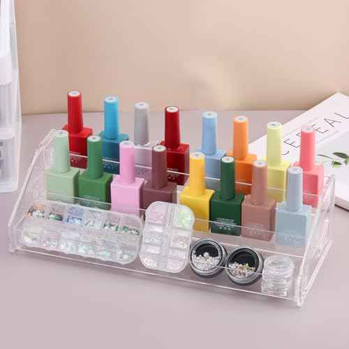Nail Polish Display Organizer Clear Acrylic Eyeglasses Holder Essential Oil Storage Rack Makeup Stand Tray (3 Layer)