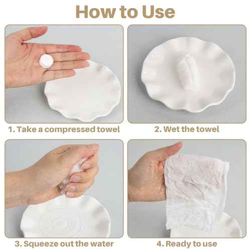 100 Compressed Towel Tablets - Disposable Face Washcloths Fast Drying Lightweight for Adult Camping Hiking Facial Mini Makeup Wipe Coin Tissues Travel Hotel Cleaning Supplies