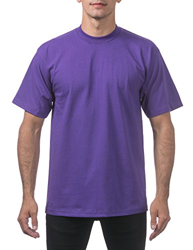 Pro Club Men's Heavyweight Cotton Short Sleeve Crew Neck T-Shirt, Purple, Small