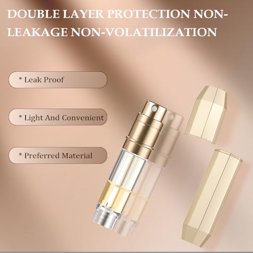 5ml Perfume Atomizer Travel Refillable, 3PCS Perfume Travel Refillable Bottle,Bottom-Filling Fragrances Perfumes Bottle,Mini Cologne Dispenser,Portable Sprayer (gold-pink)