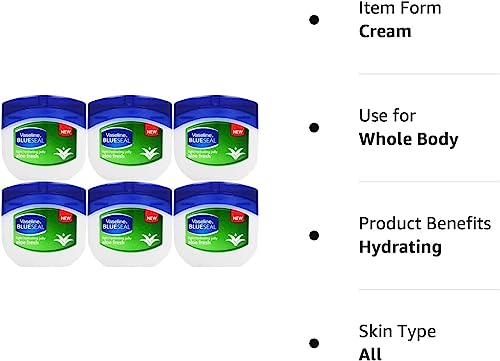 Vaseline Light Hydrating Jelly Aloe Fresh 50 Ml / 1.7 Oz (Pack of 6)