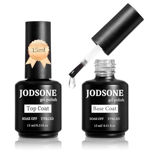 JODSONE No Wipe Top Coat and Base Coat Set - High Shine Gel Polish Duo