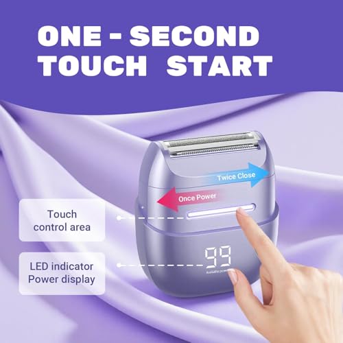 Electric Razors for Women, Waterproof Wet Dry Mini Electric Shaver for Women - Cordless Ladies Electric Shaver for Hair Removal, Legs, Face, Body, Bikini,Sensitive Skin, Teens, Ladies (Lilac)