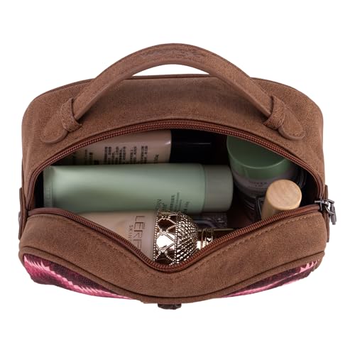 Montana West Wrangler Makeup Bag for Women Small Cosmetic Toiletry Bags Western Make Up Pouch Durable Cute Travel Purse, Dark Pink