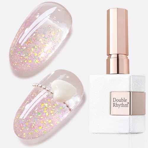 Double Rhythm 0.5Oz Glitter Gel Polish Shimmer Reflective Color for Nail Art Salon DIY Soak Off 15ml Nail Lamp Gel Polish at Home (Pink-B1161)