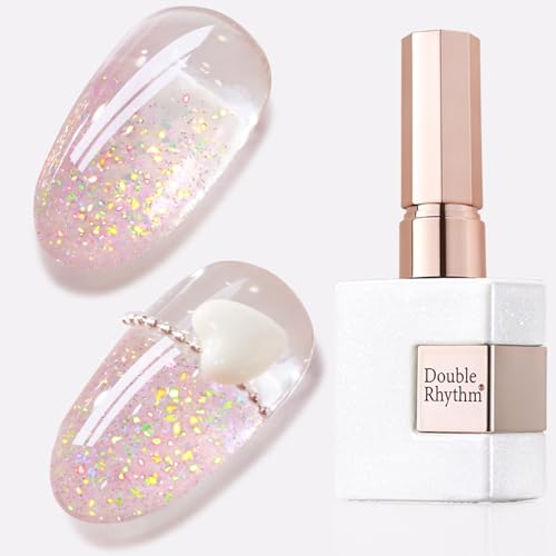 Double Rhythm Sugar Pink Glitter Gel Polish 15ml for Nail Art & Manicure