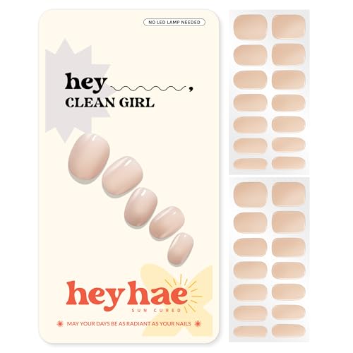 Heyhae Semi Cured Gel Nail Strips - Neutral Jelly Clean Girl Set (28 Strips)
