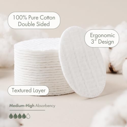 Intrinsics 3" Large Cotton Rounds (50 Count) – Lint-Free Dual-Sided Face Pads for Cleansing & Makeup Removal