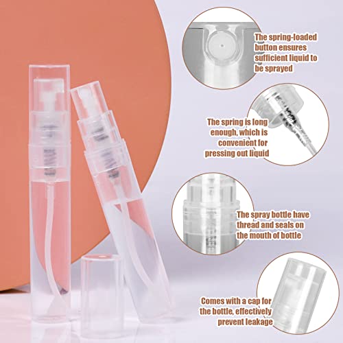 Fandamei 60PCS 5ml Mini Spray Bottles, Refillable Plastic Atomizer
