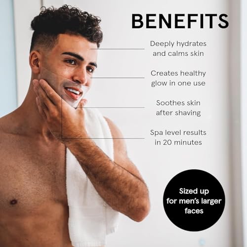 JAXON LANE BRO MASK Premium Korean Face Mask for Men (4 x 1 Pack) - Anti Aging Sheet Masks w/Hydrogel, Vitamin C, Hydrolyzed Collagen, & Hyaluronic Acid - Perfect Skin Care for Men