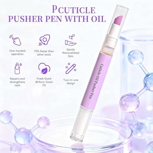 2-in-1 Cuticle Oil Pusher Pen with Ceramic Tool - Pack of 2