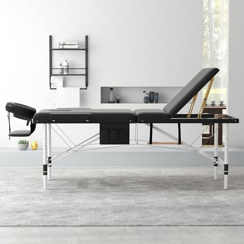 ABET Portable 3-Fold Massage Table, Adjustable Height 24.7"-33.4"