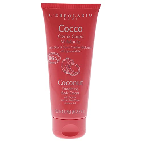 L¡¯Erbolario Coconut Smoothing Body Cream - Intensely Nourishing Coconut Body Cream - Cocoa Butter and Vitamin E - Tropical, Beachy Fragrance - 3.3 oz