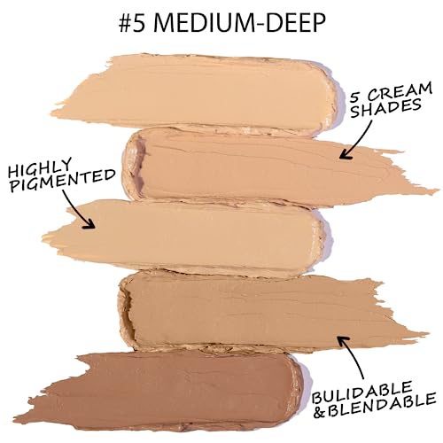 5 In 1 Multi-Use Correcting Concealer Palette,Waterproof Long Lasting Contour Palette,Professional Creamy Concealer Kit for Women,Easy to Create Full Coverage and Natural Finish.#5
