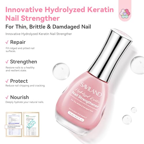 SAVILAND Pink Nail Strengthener & Ombre Nail Polish Set - 15ml + 6 Colors
